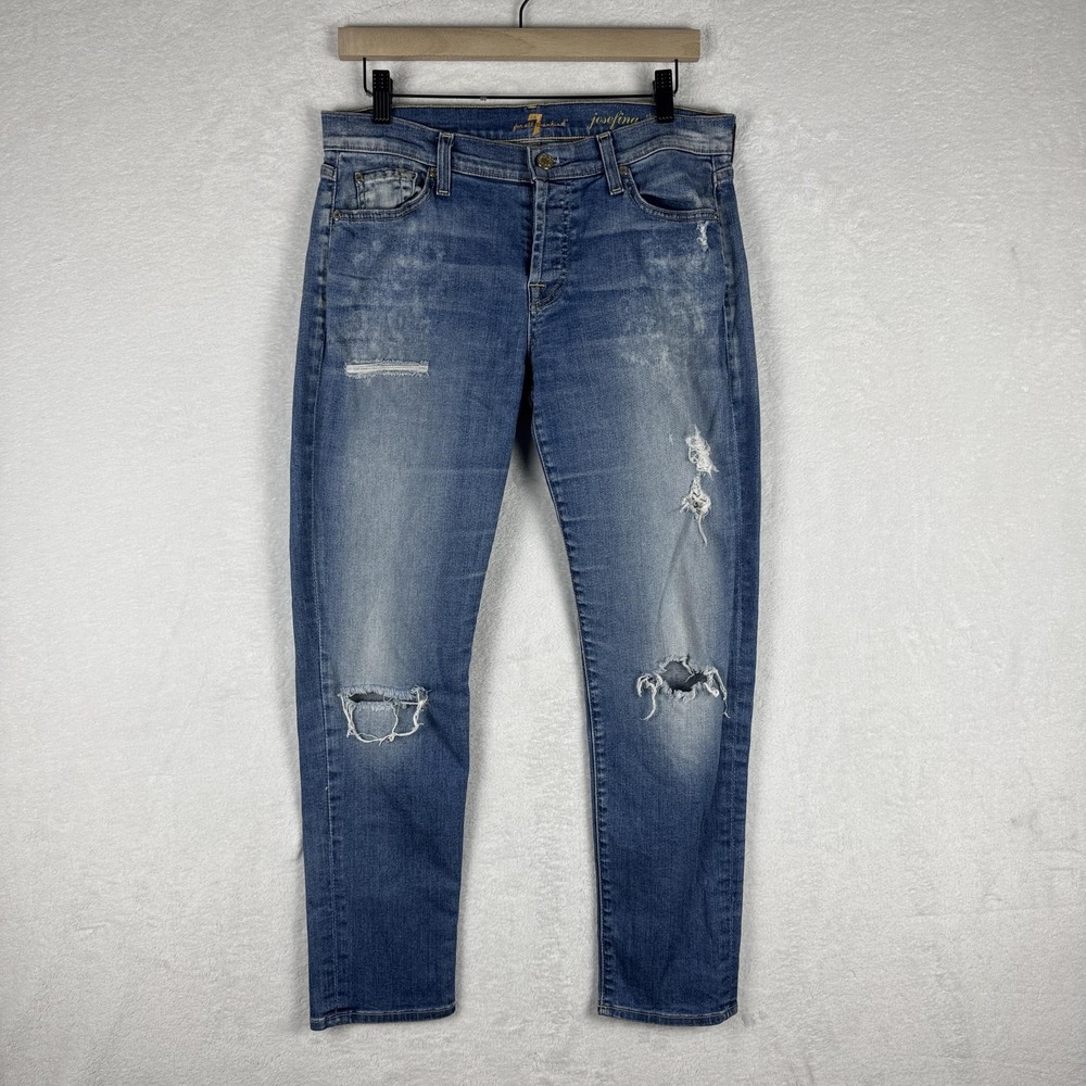 7 For All Mankind Jeans Womens 27 Josefina Skinny‎ Boyfriend Button Fly Made USA